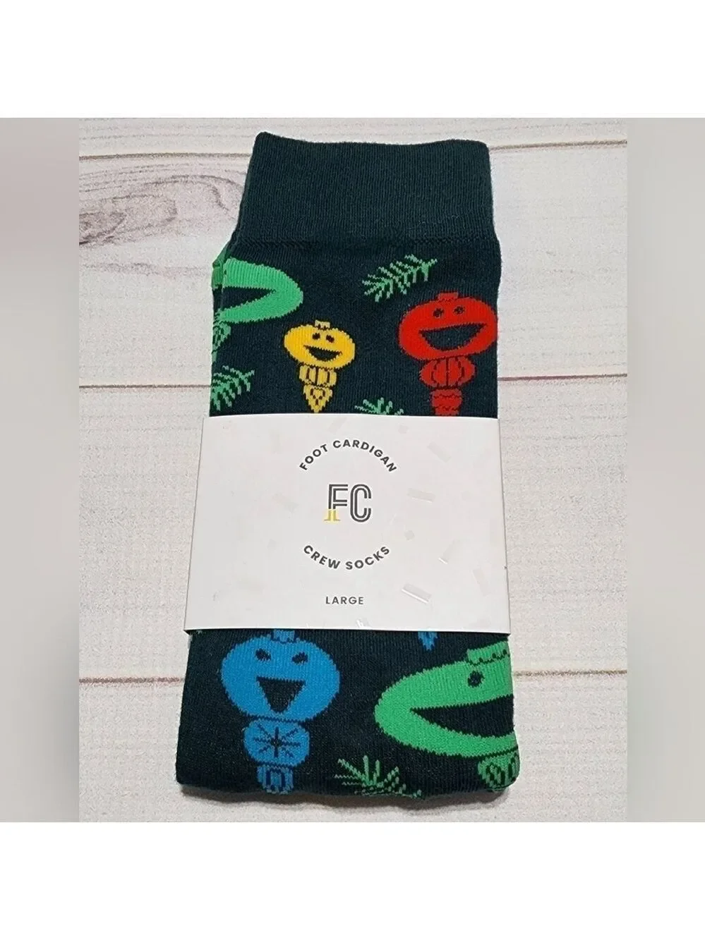 Foot Cardigan Men's Feeling Pine Holiday Crew Socks Large 8-11 - New With Tags